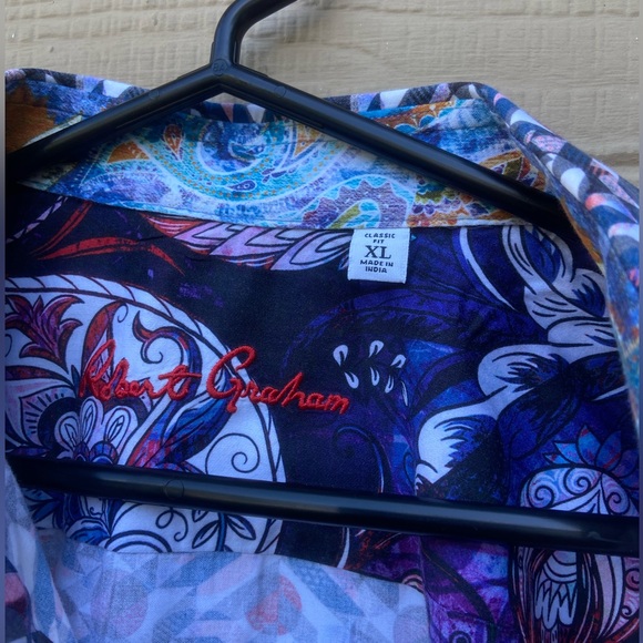 Robert Graham Faro Kaleidoscope Long Sleeve Shirt Paisley Flip Cuff Button Front - Picture 9 of 12